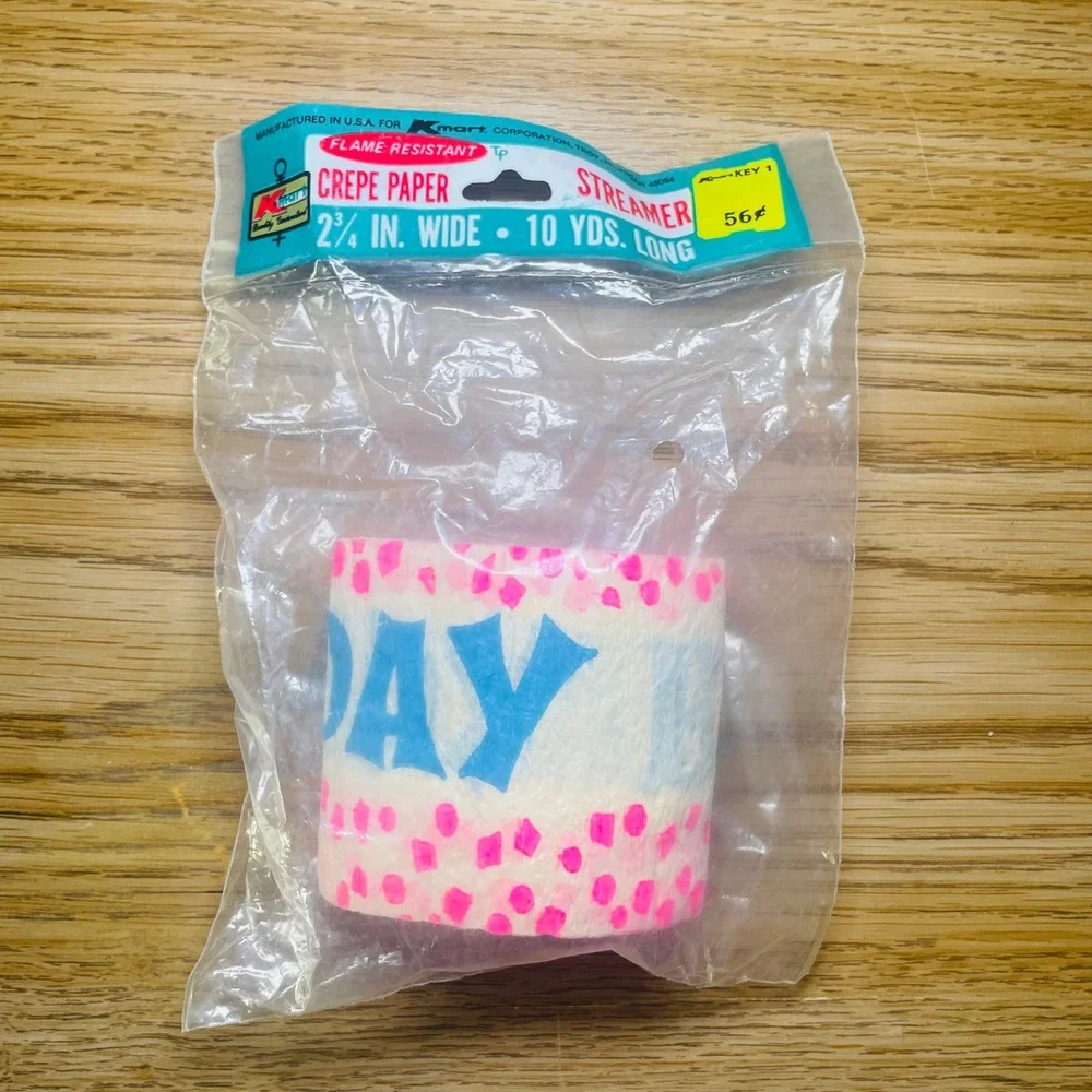 VTG Kmart Crepe Paper Streamer Happy Birthday‎ 2¾